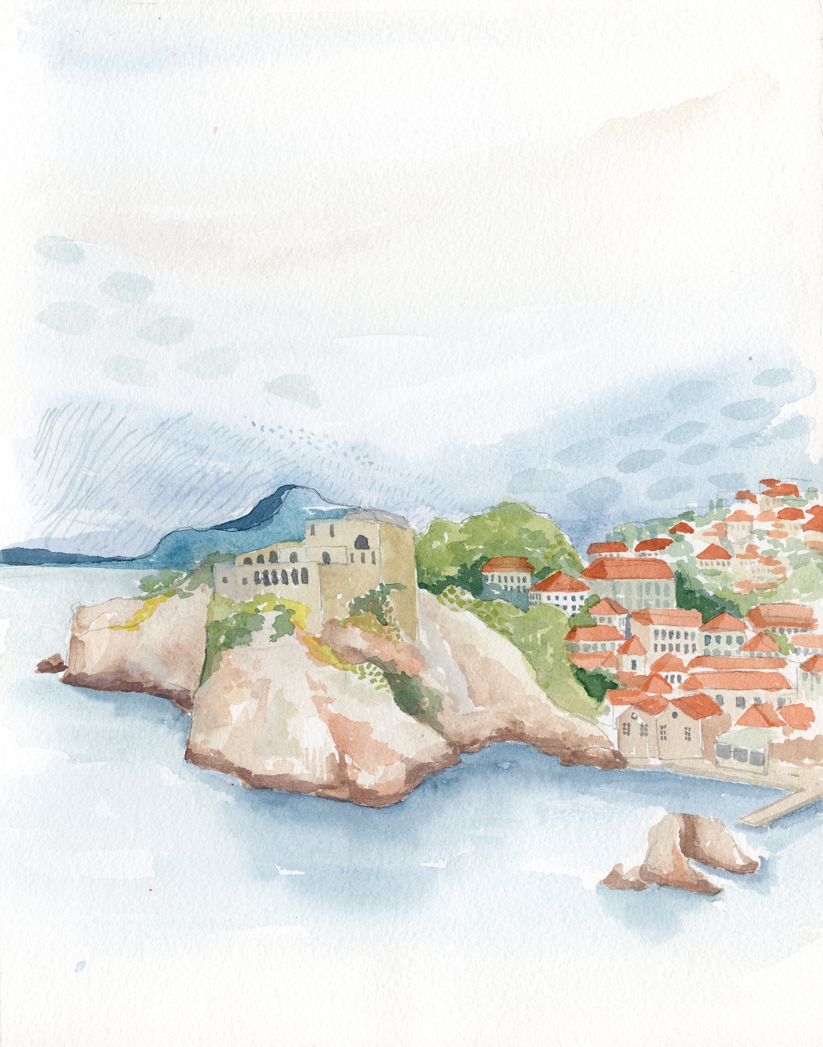Croatia Original Watercolor Painting- 11x14