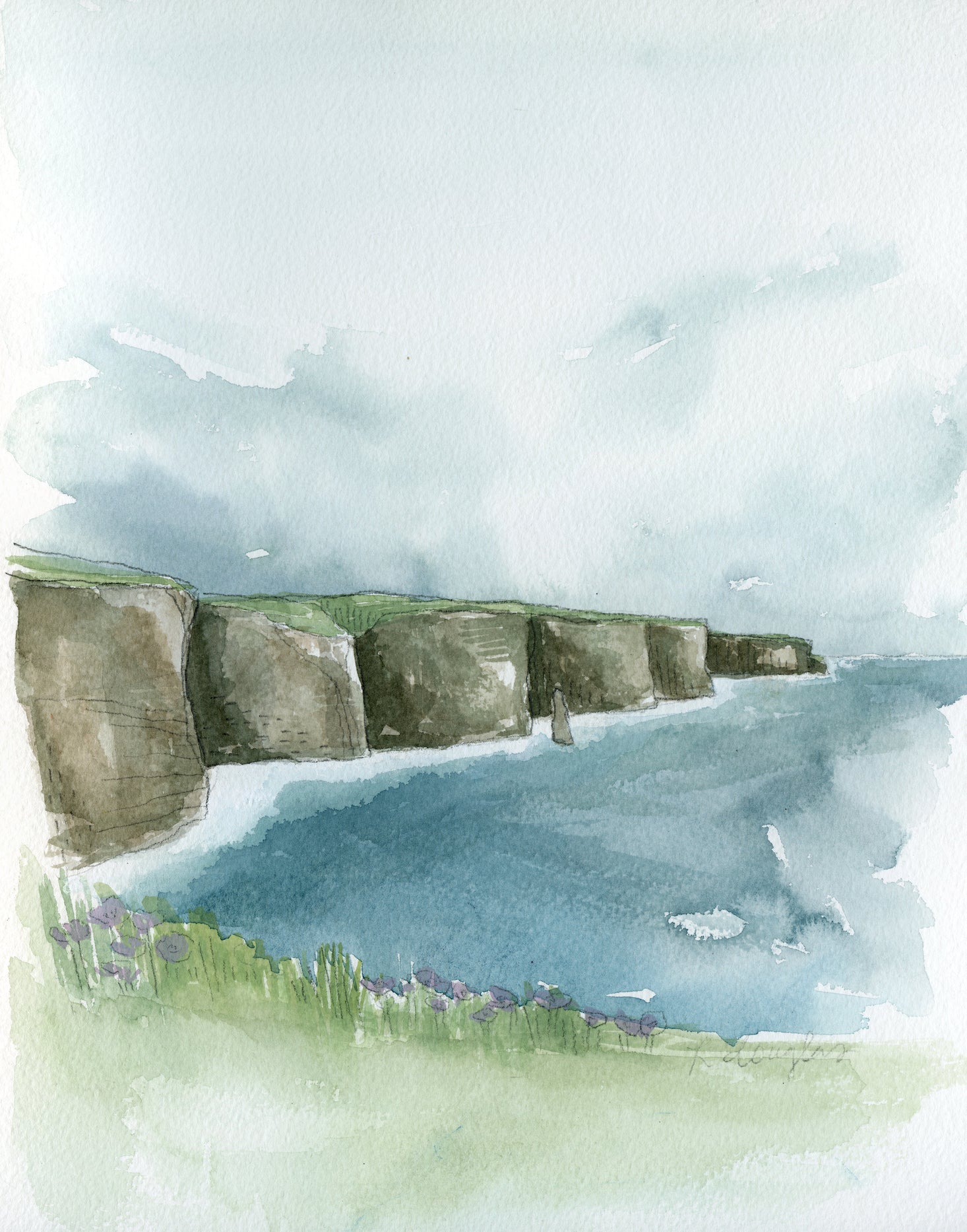 Cliffs of Moher Original Watercolor Painting- 11x14