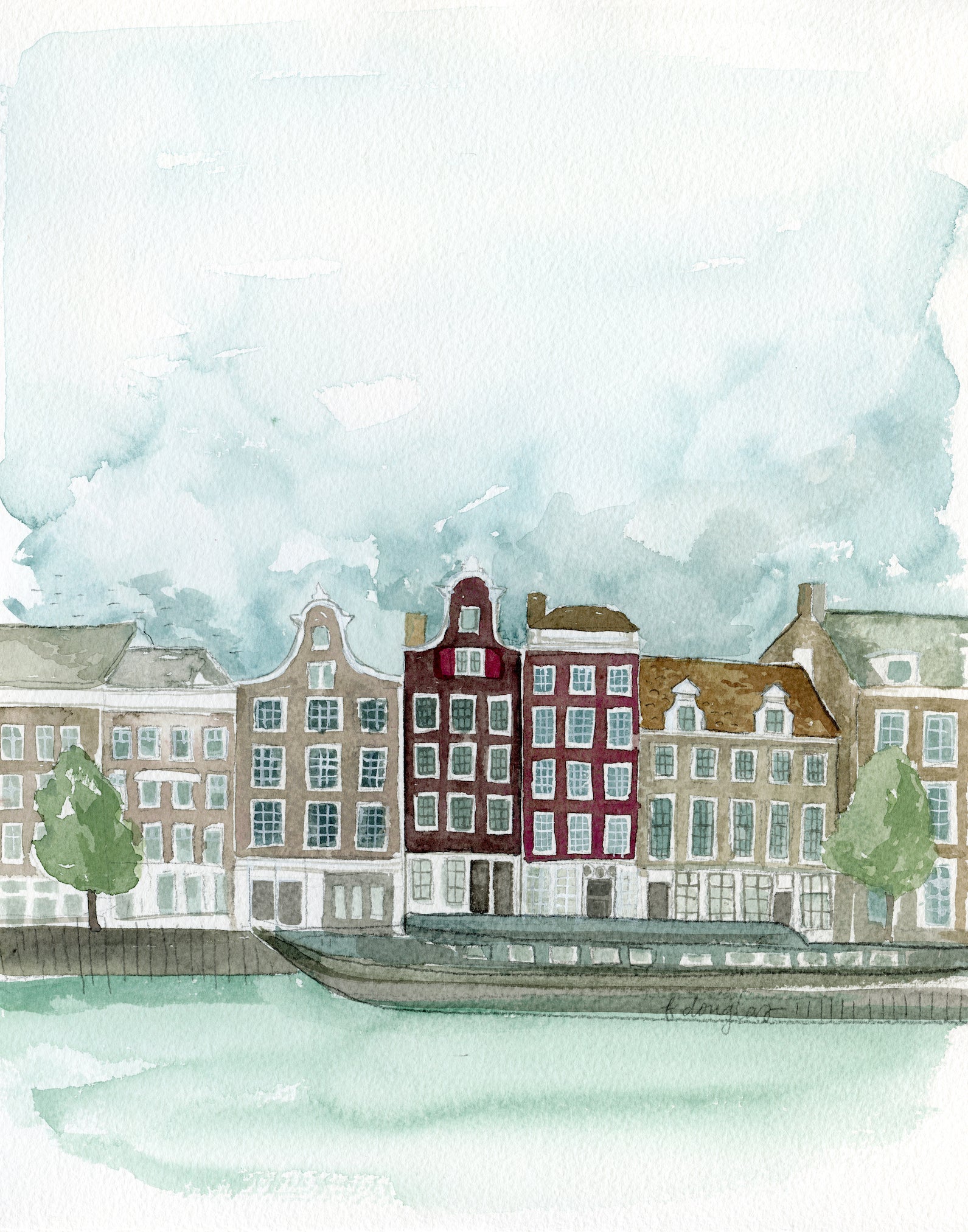 Amsterdam Original Watercolor Painting- 11x14