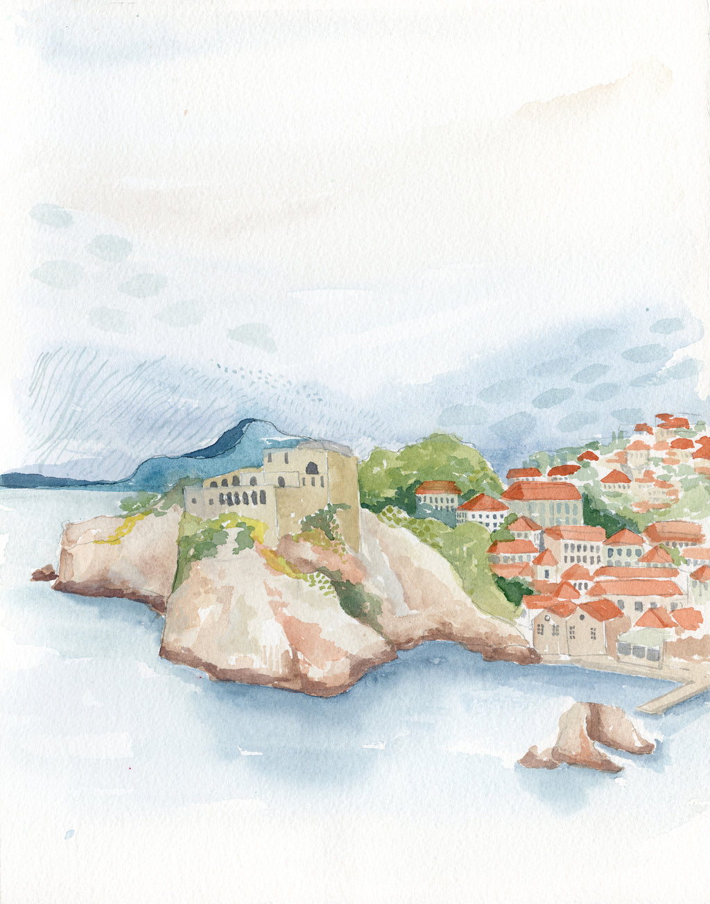 Croatia Original Watercolor Painting- 11x14