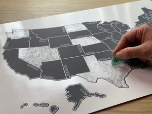 'Grey Topo' - Silver United States Scratch Off Map
