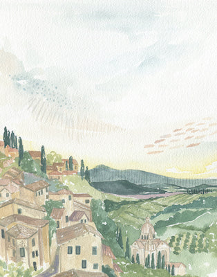 Tuscany Original Watercolor Painting- 11x14