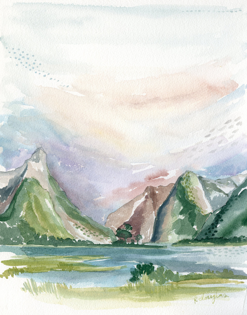 New Zealand Original Watercolor Painting- 11x14