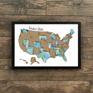 'Traveling Blues' United States Scratch Off Map