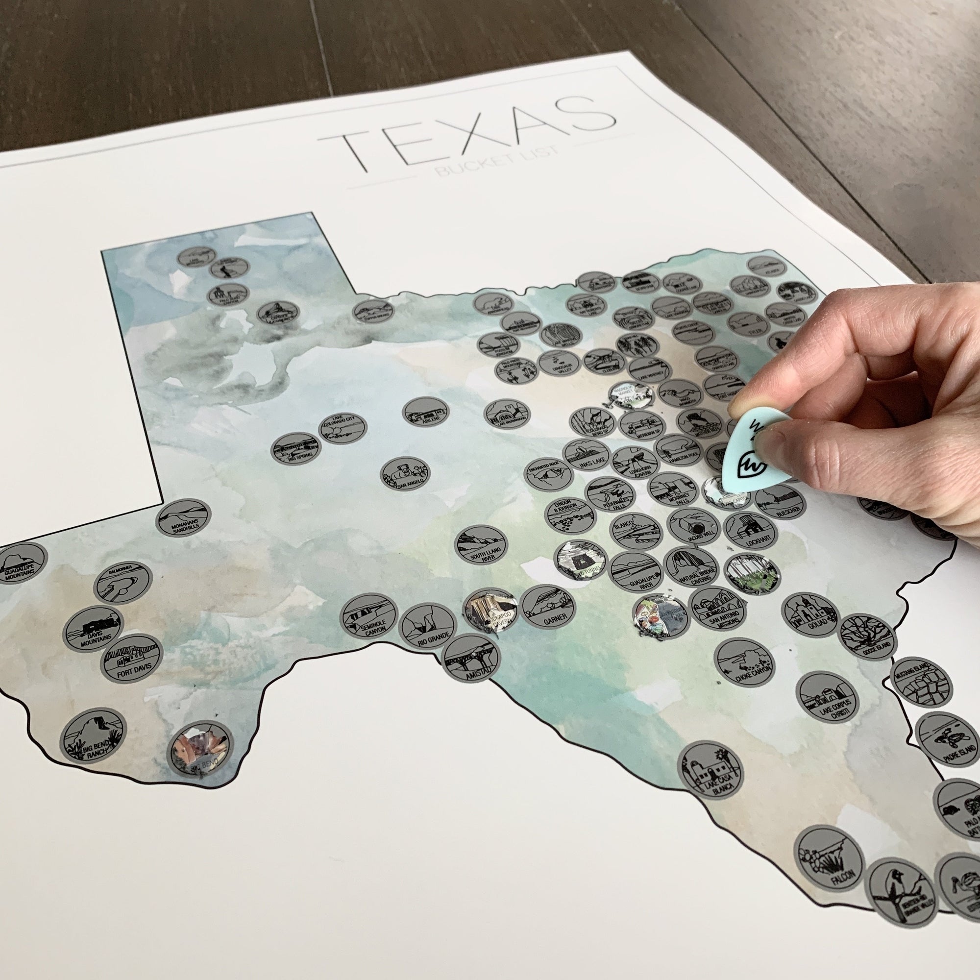 Texas State Bucket List Scratch off Map